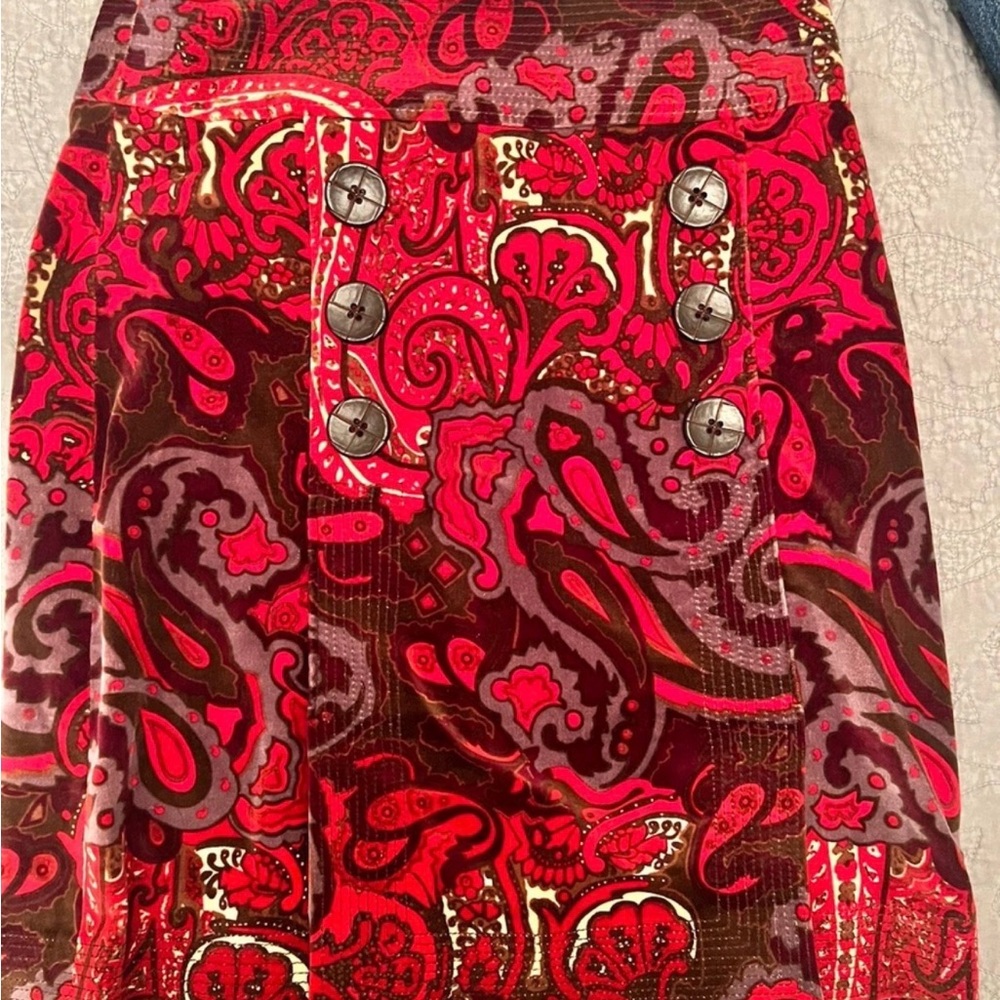 Etcetera Vibrant Red and Rich Brown Patterned skirt